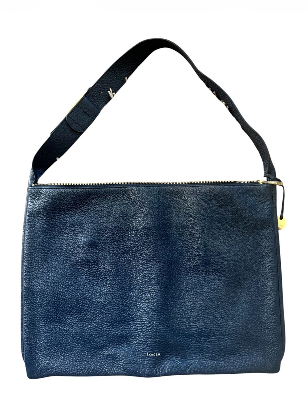 Skagen Navy Blue Leather Shoulder Tote